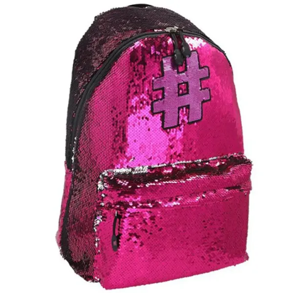 Spirit: Hashtag Pink glitzernder Schulranzen, Rucksack in Rosa 41x32x21cm Bild 1