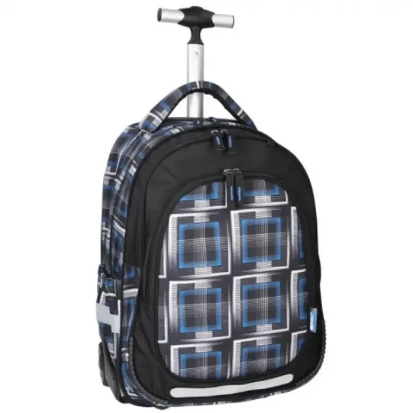 Spirit: Trolley schwarz-blau gemusterter Schulrucksack Bild 2
