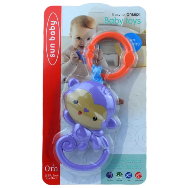 Sun Baby: Fröhlicher lila Affe BPA-freie Babyrassel Bild 4