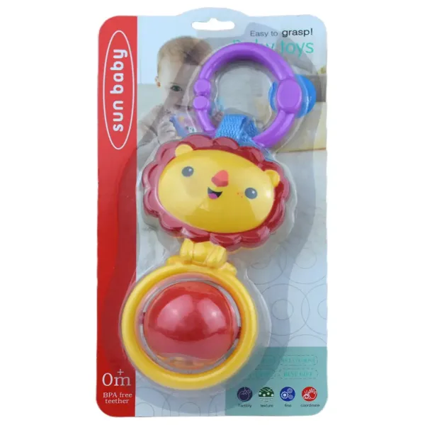 Sun Baby: Fröhlicher Löwe BPA-freie Baby-Rassel mit drehbarem Ball Bild 3