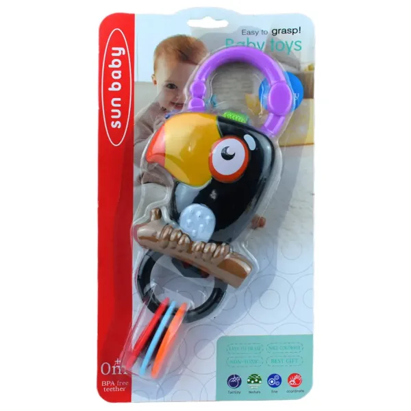 Sun Baby: Fröhlicher Tukan BPA-freie Baby-Rassel und Beißring Bild 4