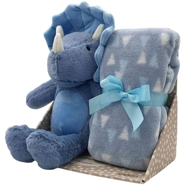 SweetDreams: Decke und Plüsch-Triceratops in blauer Farbe Bild 2