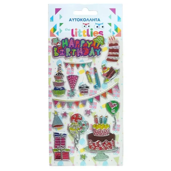 The Littlies: Herzlichen Glückwunsch zum Geburtstag 3D Puffy Sticker Set 10x22cm Bogen Bild 1