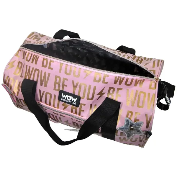 WOW Generation: Rosa-goldene Sporttasche mit Aufklebern 43cm Bild 2
