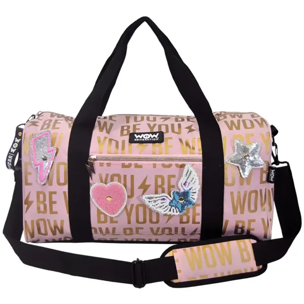 WOW Generation: Rosa-goldene Sporttasche mit Aufklebern 43cm Bild 3