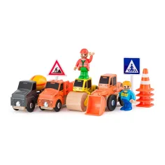 12-teiliges Spielset mit Baumaschinen - Woodyland