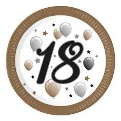"18" Jahre bedruckte Pappteller 8er-Set 23cm
