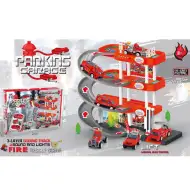 3-stöckiges Parkhaus mit Feuerwehrautos, Licht und Ton