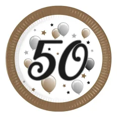 "50" Jahre beschriftete Pappteller 8er-Set 23cm