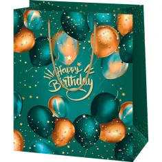 Alles Gute zum Geburtstag – exklusive grüne Geschenktasche in Normalgröße 11 x 6 x 14 cm