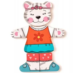 Anziehbare Katze Holzpuzzle 18-teilig - Woodyland Bild 3