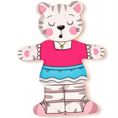 Anziehbare Katze Holzpuzzle 18-teilig - Woodyland Bild 6