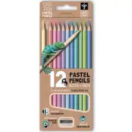 Ars Una: 12 pastellfarbene dreieckige Buntstifte-Set mit Anspitzer
