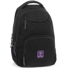 Ars Una: Cordura-Schulrucksack für Mädchen, schwarz-violett, AU-6, 34×45×26 cm