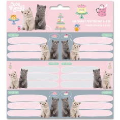 Ars Una: Cute Animals – Tea Party, mit Katzenmotiv, verpackte Heftaufkleber, 3×6 Stück
