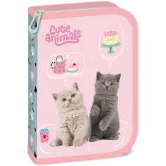 Ars Una: Cute Animals Tea Party – aufklappbares, gefülltes Federmäppchen mit Katzenmotiv, 12,8 x 19,3 x 3,6 cm