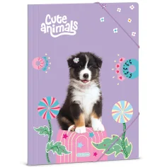 Ars Una: Cute animals - Aussie, Mappe mit Hundemotiv und Gummiband, A4-Format