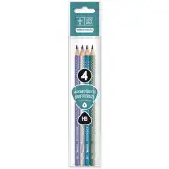 Ars Una: Dreieckiger silberner HB-Bleistift mit Punkten, 4er-Pack