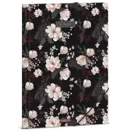 Ars Una: Flowery Black Blumenmuster Gummibandmappe A/4