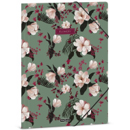 Ars Una: Flowery Green – geblümte Gummizugmappe im A4-Format