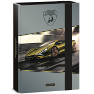 Ars Una: Gelbe A/5-Heftbox mit Lamborghini-Motiv