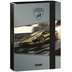Ars Una: Gelbe A/5-Heftbox mit Lamborghini-Motiv