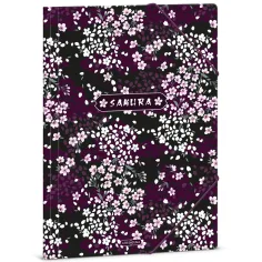 Ars Una: Gummizug-Mappe mit Sakura-Blütenmuster, A4-Format