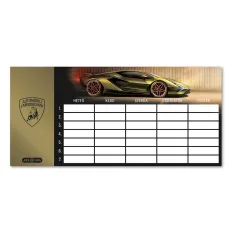 Ars Una: Lamborghini – goldfarbener, einblattiger, zweiseitig bedruckter Stundenplan