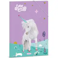Ars Una: Mappe mit Gummizug A4, Motiv Einhorn mit niedlichen Tieren