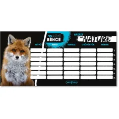 Ars Una: Máté Bence Spirit of Nature – ein Blatt, doppelseitig bedruckter Stundenplan mit Fuchs‑Motiv