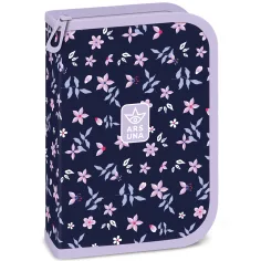 Ars Una: Navy Bloom blumiges, aufklappbares, gefülltes Federmäppchen 12,8 x 19,3 x 3,6 cm