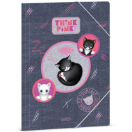 Ars Una: Think Pink – niedliche Mappe mit Katzenmotiv und Gummizug, A4-Format