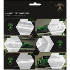 Ars Una: Verpackte Heftaufkleber mit grünem Lamborghini‑Motiv, 3x6 Stück