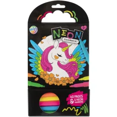 Ausmalset mit Einhorn- und Prinzessinnen-Motiven, 40 Seiten, inkl. 5 Neon-Filzstiften
