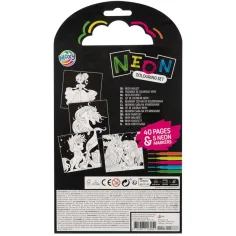 Ausmalset mit Einhorn- und Prinzessinnen-Motiven, 40 Seiten, inkl. 5 Neon-Filzstiften Bild 2