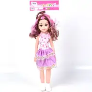 Baby im Kleid mit Herzchenmuster und melierter Frisur, 46 cm