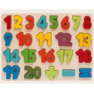 Bunte Holz-Formenpuzzle mit Zahlen von 1 bis 20, 23-teiliges Set