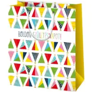 Bunte gemusterte mittelgroße Geschenktasche zum Geburtstag 18x23x10cm