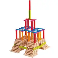 Bunte und naturbelassene Holzbaustäbe 200 Stück - Woodyland