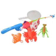 Buntes Angelspiel mit Fischen und Krebsen, Angelrute 47 cm