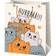 Cardex: "Hurraaa!!!" große Geschenktasche mit Katzenmotiv 26x13x33cm