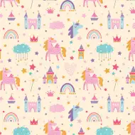 Cardex: Geschenkpapier mit Einhörnern und Märchenwelt-Muster, 100x70 cm