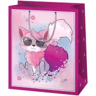 Cardex: Rosa Geschenktasche mit Fuchs-Motiv, mittelgroß, 17x10x23 cm