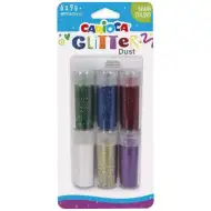 Carioca: Glitter Dust 6er-Set Glitzerpulver im Tiegel - Lebendige Farben