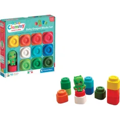 Clemmy: Bunte weiche Bausteine mit Drachenfigur, 10-teiliges Set - Clementoni