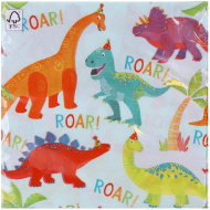 Dino-Party-Papierservietten-Set – 2-lagig, 33 x 33 cm, 20 Stück