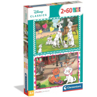 Disney-Klassiker: 101 Dalmatiner und Die Aristocats, 2x60-teiliges Supercolor-Puzzle - Clementoni