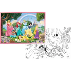 Disney Prinzessinnen Regenbogen 2-in-1 Puzzle und Malset, 108 Teile, 70x50 cm - Lisciani Bild 2
