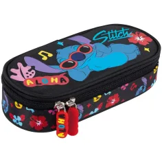 Disney Stitch Aloha schwarzes ovales Federmäppchen PC01 23 x 9,5 x 6 cm