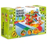 Dreistöckige Servicegarage mit Straße und Zubehör – Wader